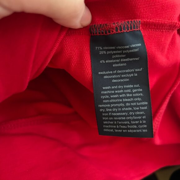 NWT Tommy Hilfiger Women's Red with Metallic Stripes V-Neck Sweatshirt M - Picture 12 of 14